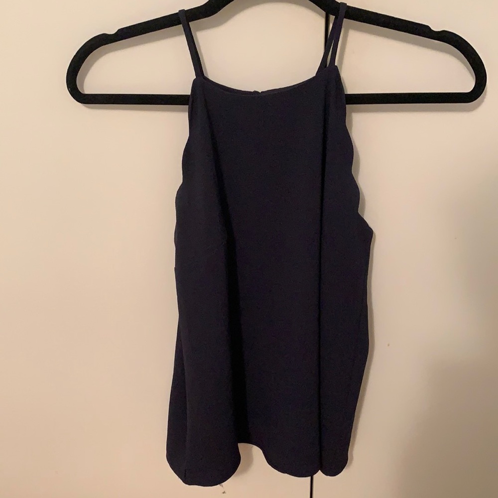 Navy blue scalloped top